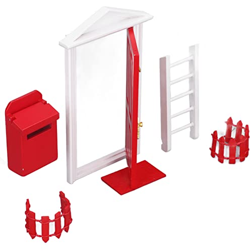 Dilwe Mini-Holzt¨¹r-Set, 1:12 Puppenhaus-Holzzahnfee-T¨¹r, Puppenhaus-DIY-T¨¹r Zur Dekoration(Rot) Toys – Bild 6