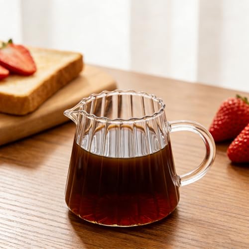 Jarras de vidrio para espumar leche SHINEOFI de 355 ml con asa para café espresso y té 4