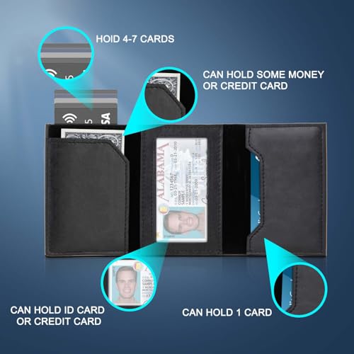 AirTag Wallet for Men: Pop Up Bank Credit Card Holder for Apple AirTag, Magnetic Smart Wallet With Airtag Holder, RFID Blocking, 9 Cards Capacitiy | ID Window | Cash Slot | (Black)4