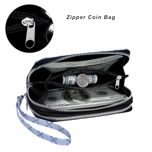 Image of Cellphone Wallet for Women Dual Zipper Long Purse with Removable Wristlet