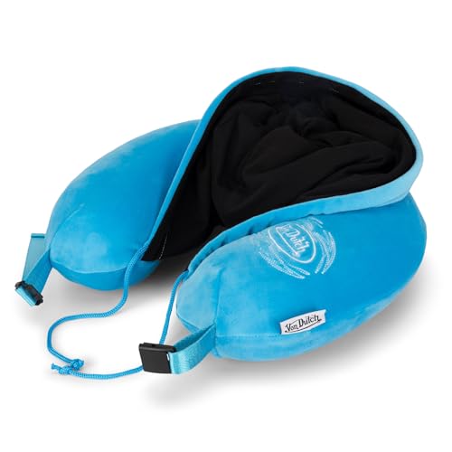 Almohada de espuma viscoelástica con capucha ajustable azul miniatura 7