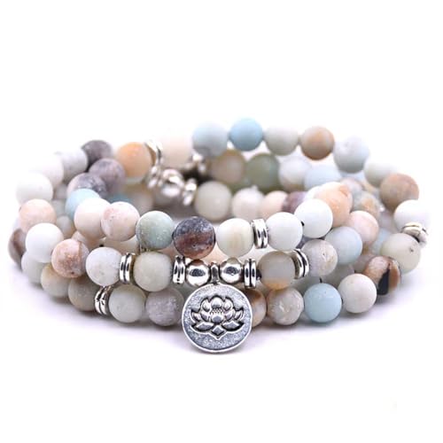 108 Mala Beads Bracelet with Lotus Charm