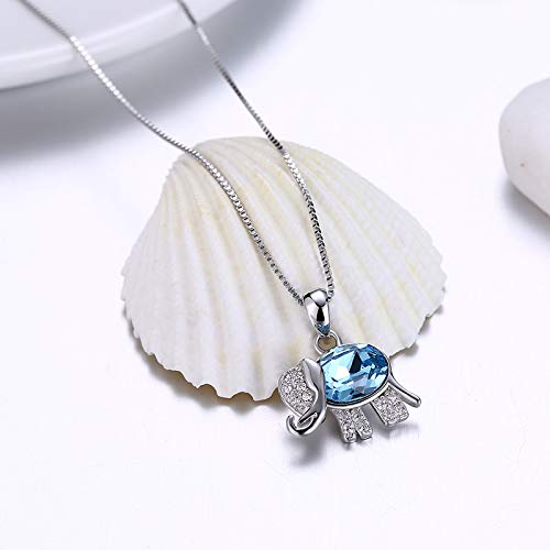 Collier éléphant en argent S925 et diamant bleu d'exception