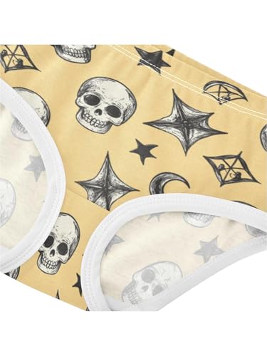 ZZKKO Stars Moon and Cartoon Skull Girls Underwear Toddler Panties for Girls Comfort Brief Size 2-8T4