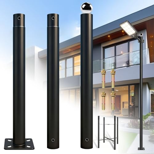 HeHeTX Street Light Pole 10Ft Tall Outdoor Metal Split Heavy Duty Street Lamp Post for Outside Large Solar Street Lights with Mounting Steel Anchor for Street Parking Lots Park & Patio