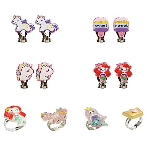 VReder Kids Clip on Earrings for Girls, Adjustable Rings Girls No Pierced Play Earrings Set for Kids Cover