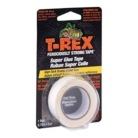 T-Rex Double Sided Tape, Strong Double Sided Tape Heavy Duty for Everyday Repairs, Mounting, Arts and Crafts, Fabric, Hemming, Double Sided Sticky Tape with Super Glue Grip and Easy Peel 19mm x 4.5m Cover