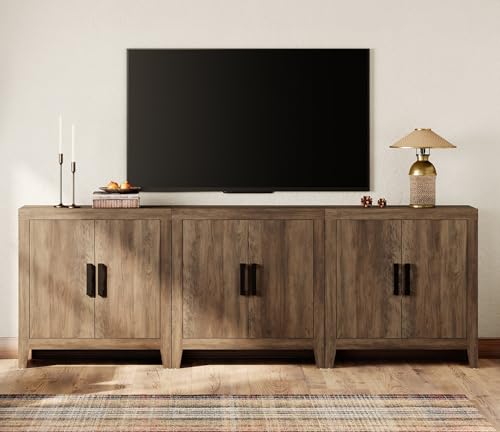 WAMPAT Rustic Farmhouse TV Stand with Storage Doors
