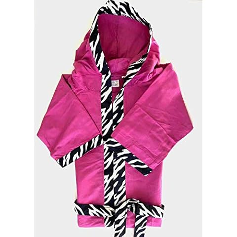 Albornoz para adulto de microfibra con borde estampado estampado moteado o cebra, para casa, gimnasio, deportes, viajes, (Fucsia-cebra, M) Cover