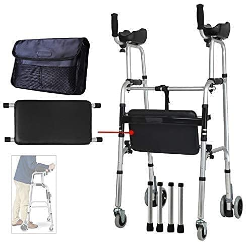 高齢者用歩行器スタンディングローリングウォーカー、軽量調節可能なアルミニウム合金補助歩行、障害者/高齢者の歩行リハビリテーション機器用、80 * 64cm歩行器歩行器、耐久性 Full of stars