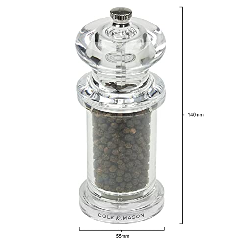 Cole & Mason H50518P 505 Macina Sale e Pepe, Ceramica Regolabile Macinino, Macinaspezie, Macinasale, Macinapepe, Acrilico, 140mm, Include 2 x Mulini - immagine 4