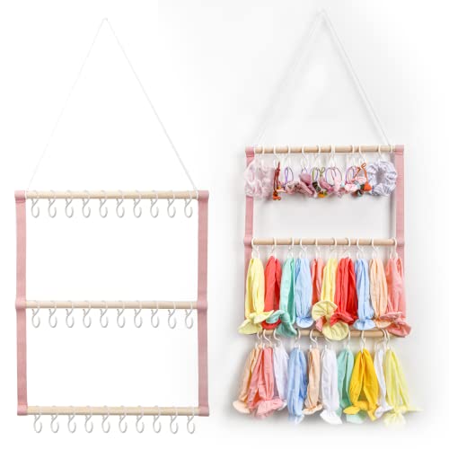 Image of PeaZeLee Headband Holder Hair Bows Organizer for Girls, Bows Headband Hair Accessories Storage Organizer for Baby, Wall Hanging Decor for Toddler, Wall, Room, Door or Closet