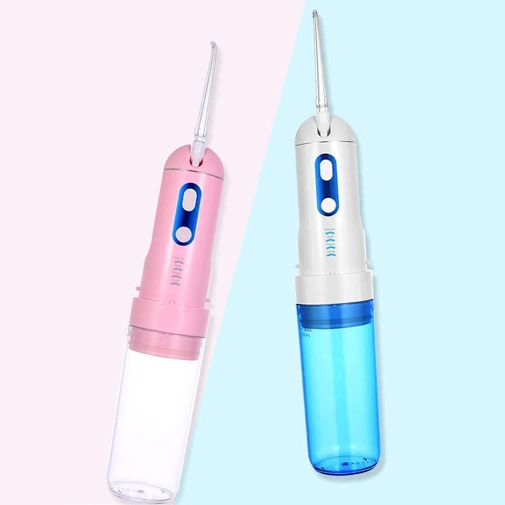 Irygator wodny, wodny środek do czyszczenia zębów z wysuwanym zbiornikiem o pojemności 200 ml, wodoodporna nić dentystyczna IPX7, nić dentystyczna z 5 końcówkami strumieniowymi