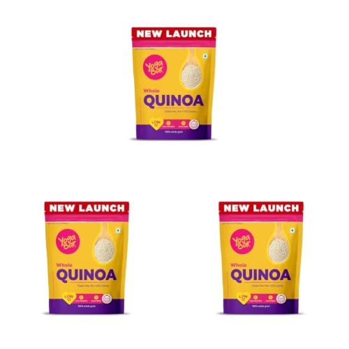 Image of Yogabar Whole Quinoa 1kg Pouch - Gluten Free Quinoa Grain - Diet Food for Weight Loss Management - Helps Manage Sugar Levels - Low GI for sustained Energy (Pack of 3)