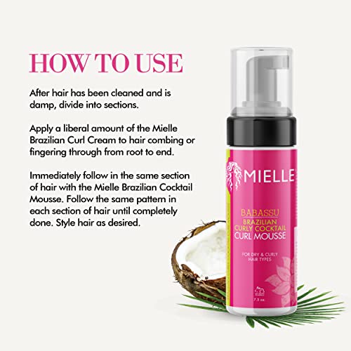 MIELLE BABASSU Brazilian Curly Cocktail Curl Mousse 7,5OZ, 7.5 oz - imagen 5