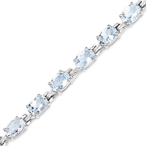 Sky Blue Oval Aquamarine Bracelet - 925 Sterling Silver Bracelet for Women - Elegant Aquamarine Jewelry Gift4
