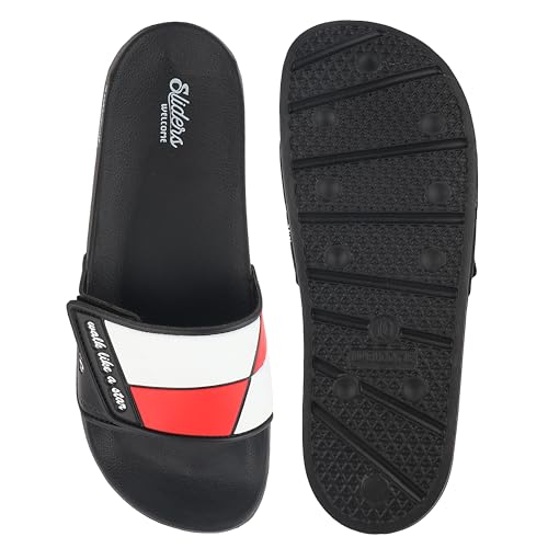 Image of WELCOME Soft Men's Slippers /Sliders with Cushion FootBed for Adult | Comfortable & Light Weight | Stylish & Anti-Skid | Waterproof & Regular Flip Flops for Gents /Boys