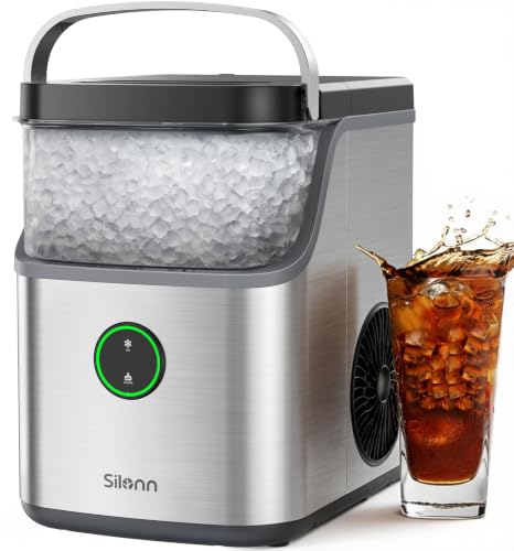 Image of Silonn Nugget Ice Maker Countertop,33Lbs /Day, Includes Scoop & Cleaning | Soft chewable nugget ice, 6-minute ice making, 33 lbs /24H, 40dB quiet operation, self-cleaning, compact countertop size