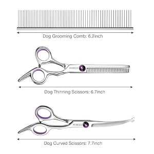 Professional Dog Grooming Scissors with Safety Round Tips, 3 in 1 Dog Grooming Scissors Kit, 4CR Stainless Steel Professional Pet Grooming Shears for Dog, Sharp and Durable, Purple Professional Dog Grooming Scissors with Safety Round Tips, 3 in 1 Dog Grooming Scissors Kit, 4CR Stainless Steel Professional Pet Grooming Shears for Dog, Sharp and Durable, Purple