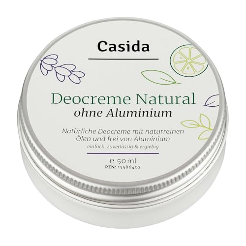 Casida® Crema Desodorante Natural sin aluminio - con aceites naturales puros - protección segura contra los olores del sudor - vegetal - calidad de farmacias - 50 ml