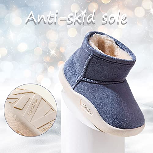 Fiedaz Kids Boys Girls Winter Snow Boots Toddler Plush Fur Lined Non-Slip Boots Warm Suede Soft Boots3