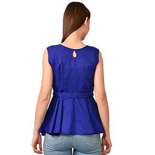 Image of Women's Sleeveless Peplum Top with Waist Tie Belt