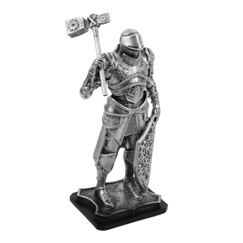 MUCKLILY Estatua Caballero Medieval Resina Artesanía Creativa Miniatura Vintage Decoración Hogar Oficina Adornos Decorativos Guardia Retro Artesanal