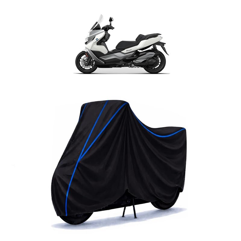Image of Scooty Cover Water Resistant for BMW C 400 GT | Universal Scooter & Bike Cover | Heavy Duty UV Dust, Rain & Scratch Protection Weather Indoor Outdoor | Black with Blue Piping
