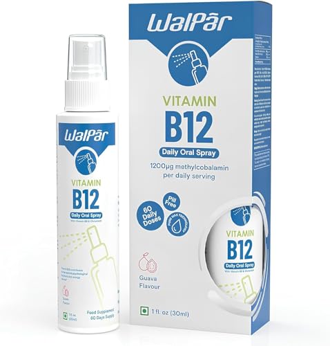Vitamin B12 Oral Spray, 1200mcg Methylcobalamin, 60 Doses, High Strength Daily Vitamin B12 Supplement for Energy & Tiredness, Refreshing Guava Flavour