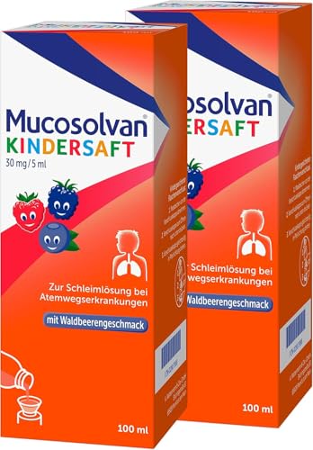 Mucosolvan® Kindersaft |Doppel-Pack 2x100 ml | Hustenlöser bei Husten und festsitzendem Schleim | Mit Ambroxol für schnelle Hustenlinderung | Für die ganze Familie | Bei Erkältung oder Bronchitis