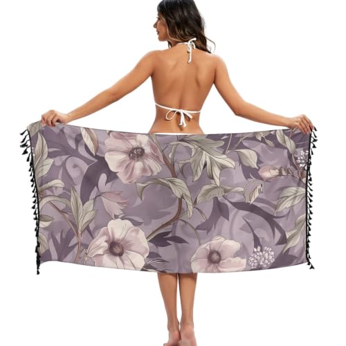 Vestido de baño estilo William Morris con falda floral malva de diseño 3