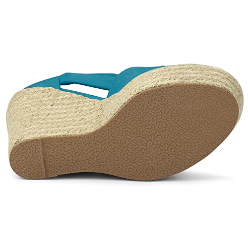 Espadrilles compensées bleu sarcelle Allegra K : sangle cheville ajustable anti-glisse - 5