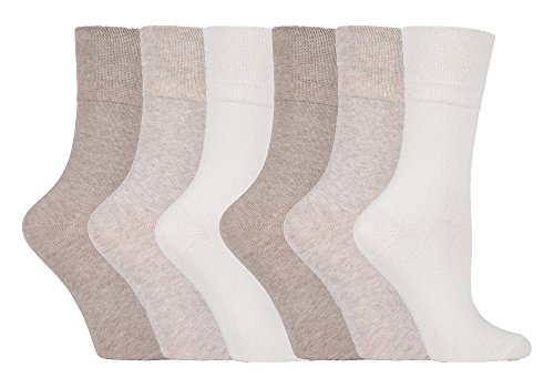 Gentle Grip - 6 paires Femme sans élastique diabétiques chaussettes pas de caoutchouc non comprimantes 37-42 eur (GG001)