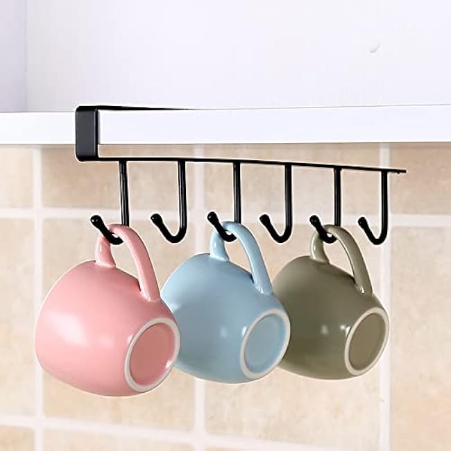 Hanging Hooks Rack 6 Hooks Hook Rack Black