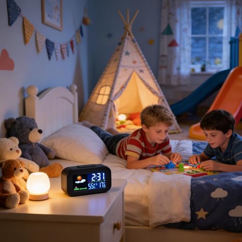 Temporizadores para cocinar, monitoreo del clima, suministros inteligentes multifuncionales para el hogar, reloj despertador para niños, para dormitorio, viajes, mesita de noche, cumpleaños, noche - imagen 2