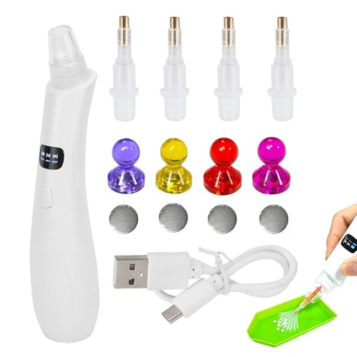 ラインストーンペン、ラインストーンペンツール - Gem Jewelyピックアップツール,エレクトリックピッカー3刺繍装飾のための調整可能な吸引モードの交換用ヒントマニキュア