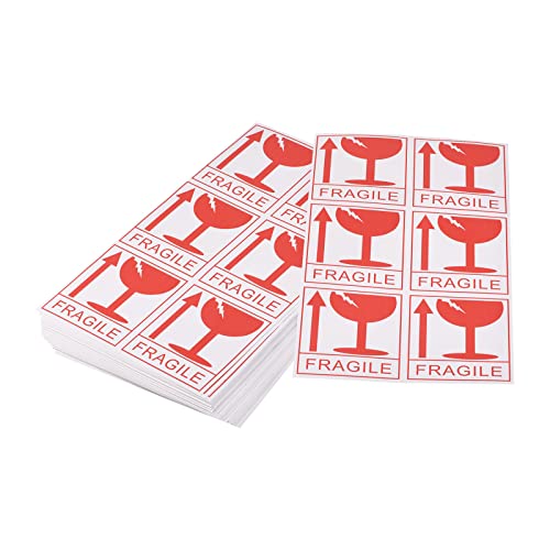 MECCANIXITY Rectangle Fragile with Broken Glass Safe Handling Stickers for Shipping and Packing White with Red Words 3.12 x 3.51 inch Pack of 270