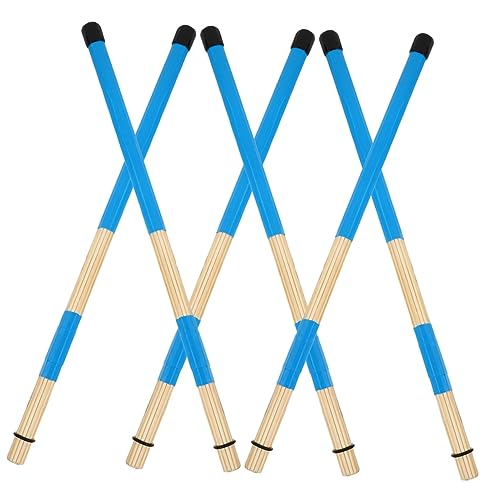 Toddmomy 3 Pairs Wooden Drum Brush Bass Drum Instrument Stick Drum Brush for Percussion Instrument Musical Instrument Accessories Percussion Stick Accessories Blue