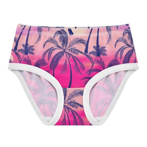 Toddler Underwear Custom 2t Cotton Panties for Girl Animal Briefs Undies Kids Palm Trees Sunset Purple Pink