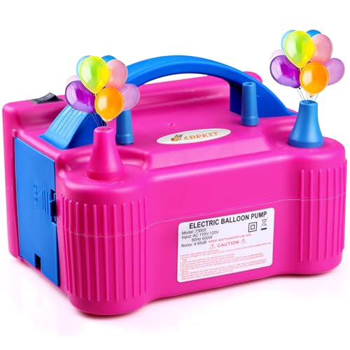 Electric Air Balloon Pump Set Electric Blower Machine Dual Nozzle 220V-240V 600W Balloon Inflator Accessory for Birthday Wedding Festival Party Decoration