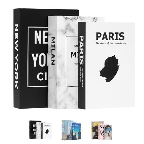 Conjunto de Livros Decorativos de Moda e Cidades, 3 Estilos, Capa Dura, Design Artístico para Decoração (Cidade Dark)