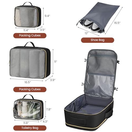 Image of YAMTION 42L Large Travel Backpack for Women,Carry On Luggage with 4 Packing Cubes, Airline Approved Weekender Bookbags for Personal Items fits 18 Inch Laptop