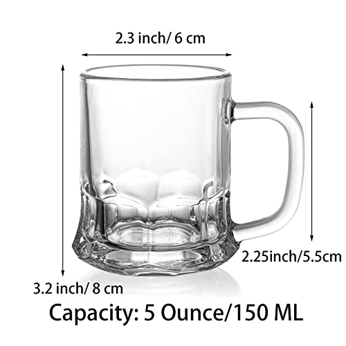 Topzea Set Of 24 Mini Beer Mug, 5Oz Mason Beer Mug Glass Beer Steins Beer Tasting Glasses Beer Glasses For Freezer, Heavy Base Beer Sampler Glass Shots Glasses, Beverage Drinking Glasses With Handle #TOP1
