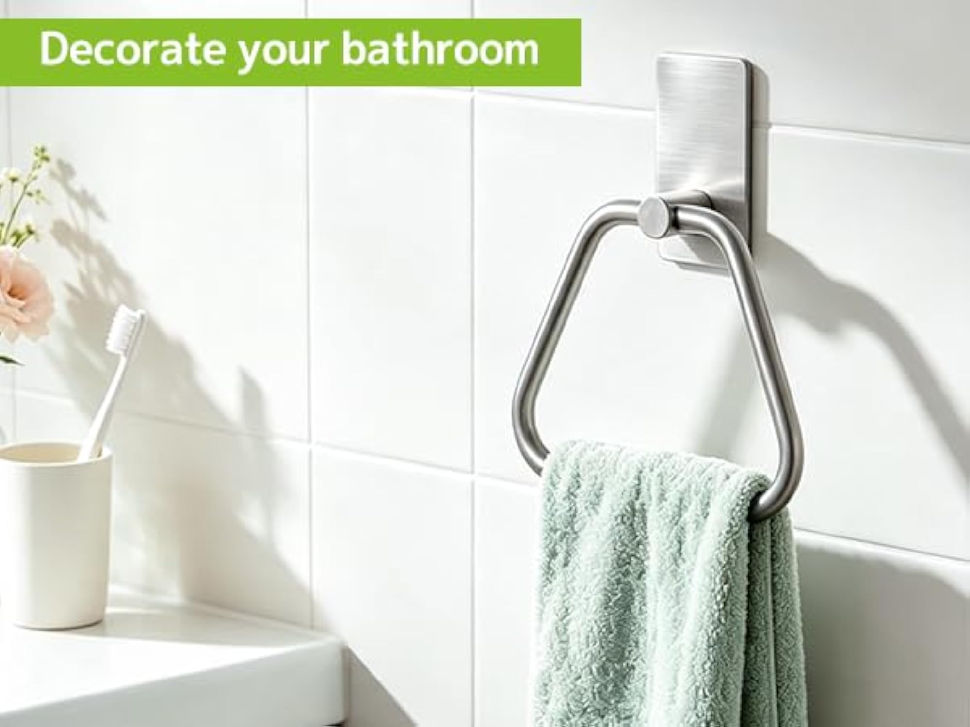 Brushed Nickel Self-Adhesive Towel Rail for Bathroom