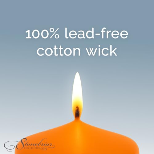 Image of Stonebriar Unscented Pillar Candles - 80 Hour Burn Time, Long-Lasting Wax Candles for Weddings, Holidays, Home Decor & Special Events, Pack of 6, Orange, 3 inch x 8 inch