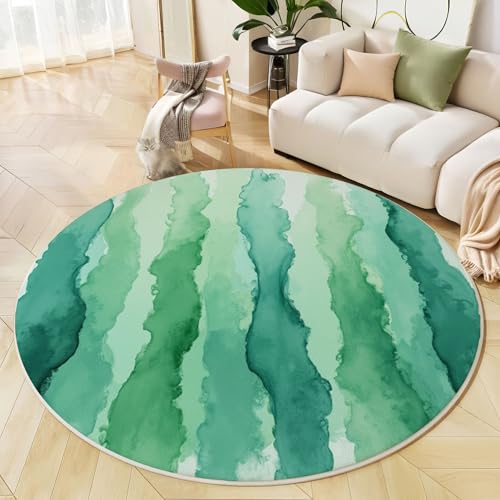 Tapis rond lavable et antidérapant en microfibre douce bleu sarcelle