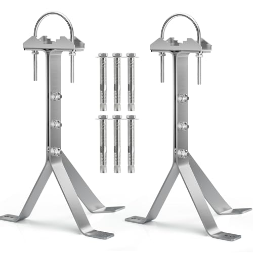 Antenna Mounting Bracket 12 Inch SUS304 Stainless Steel Mast Wall Mount Clamp Windproof Antenna Mount for TV Antenna Mast