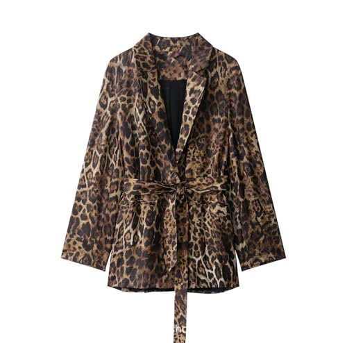 Blazer léopard pour femme veste de costume chic et décontractée à revers cranté