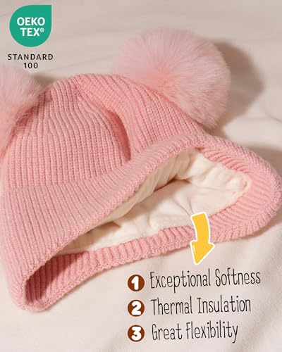 FURTALK Baby Toddler Winter Hat Pom Pom Beanie Girls Boys with Fleece Lined Kids Warm Cap2
