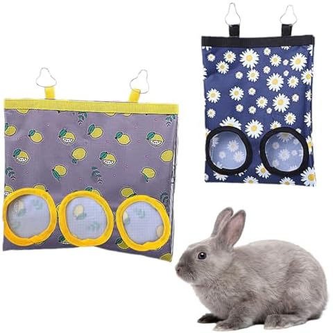 2 Pcs Hanging Rabbit Hay Feeding Bags Cover